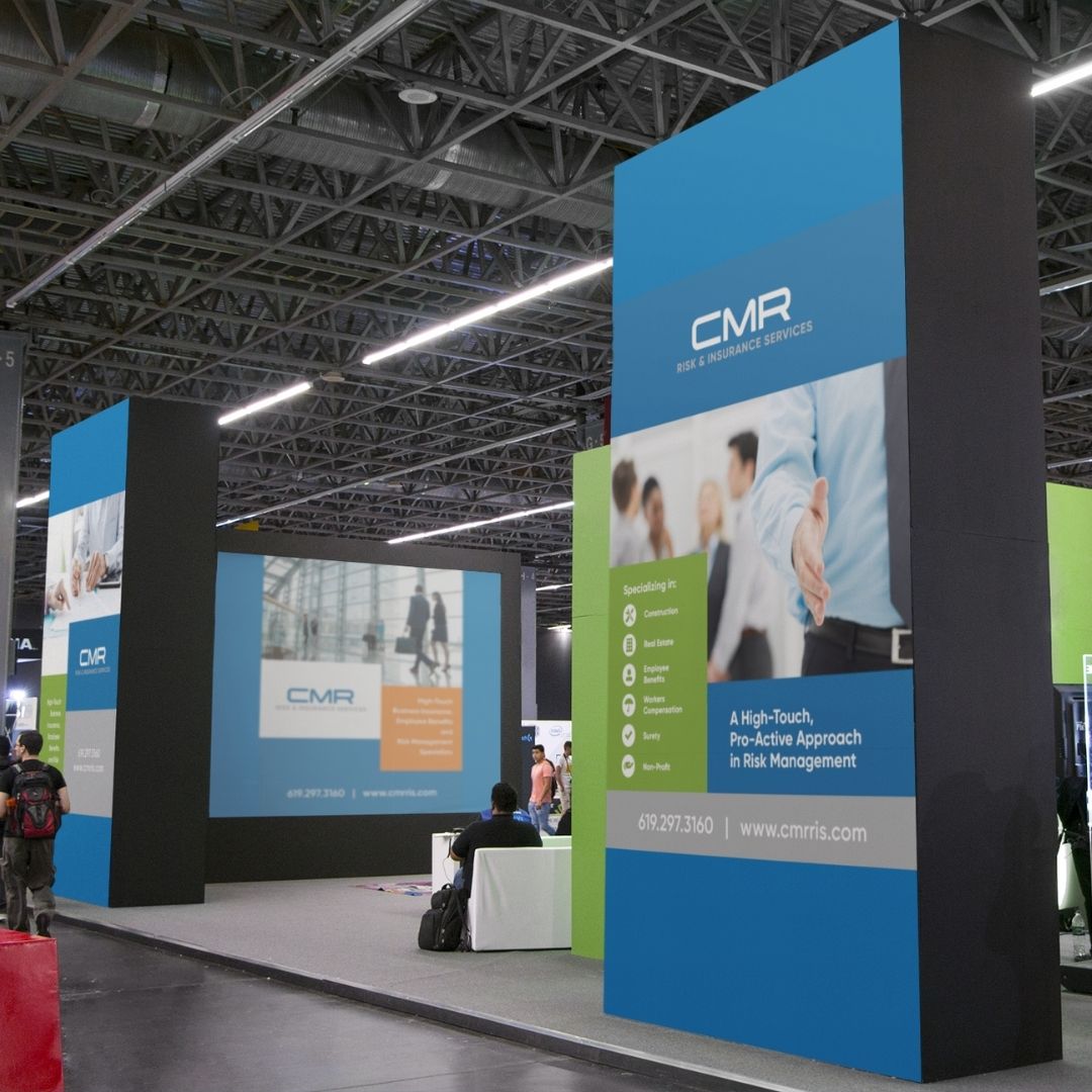 CMR branded signage at tradeshow booth