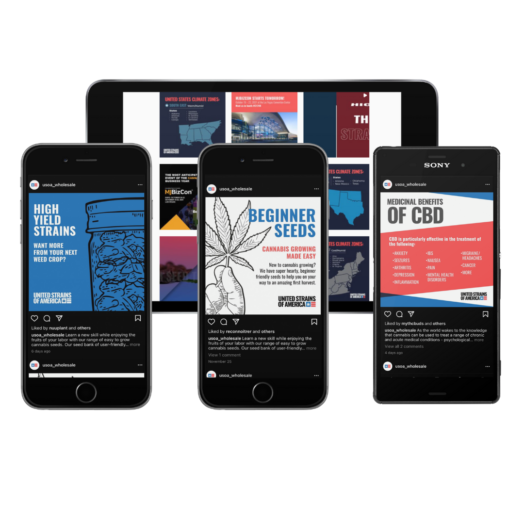 USOA social media graphics displayed on mobile phones